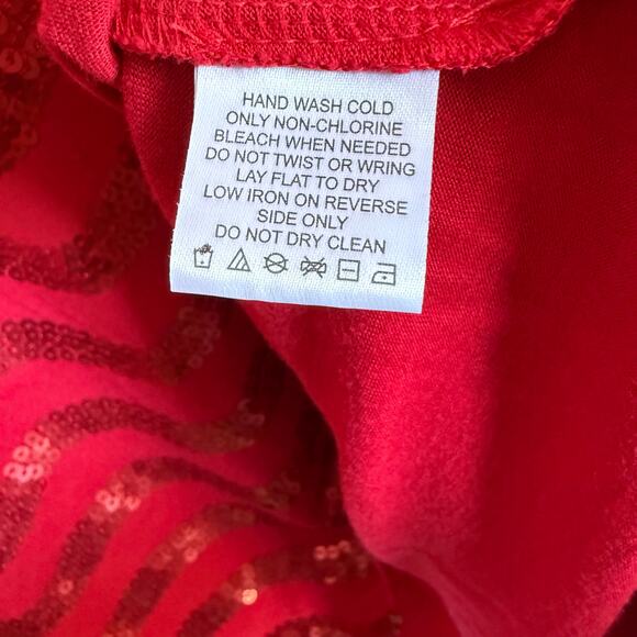 Madison Womens Top Sz XL Red‎ Sequined Cardigan Look Flowy Knit NEW with Tags - Picture 6 of 6